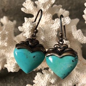 Turquoise & Sterling Heart Earrings
